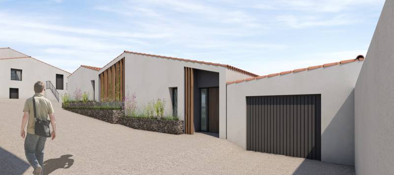 Construction d‘une maison individuelle aux Pennes Mirabeau sur un terrain en pente habité