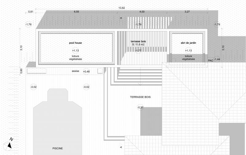 Construction d'un Pool house avec cuisine d'été et aménagement de terrasses